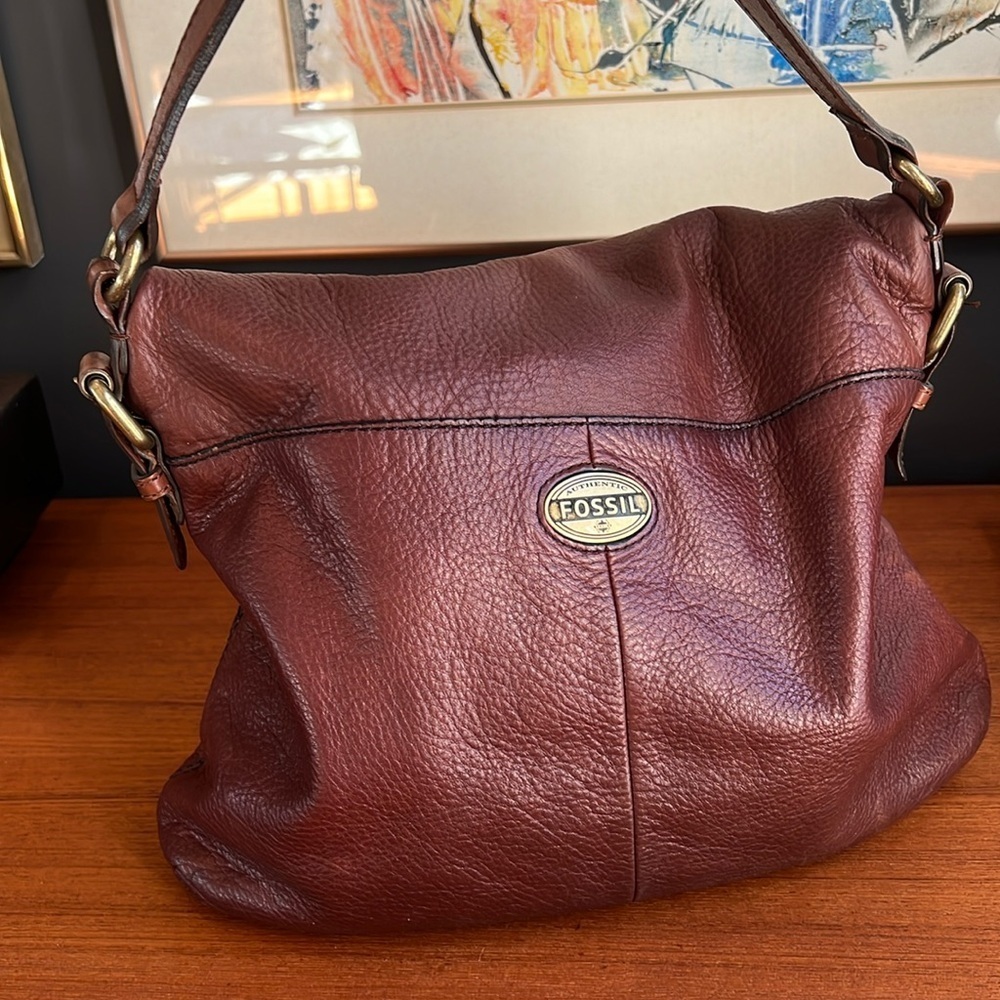 FOSSIL Fold over Crossbody/Shoulder bag preloved Vintage Leather